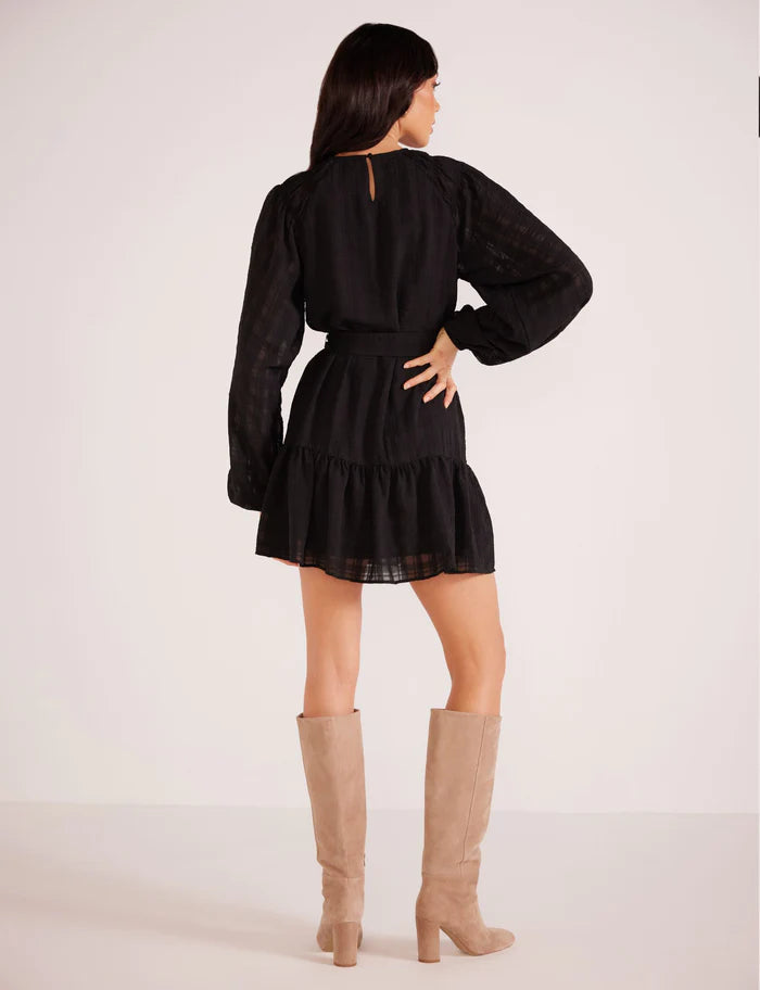 MINK PINK CLARENCE CHIFFON MINI DRESS BLACK