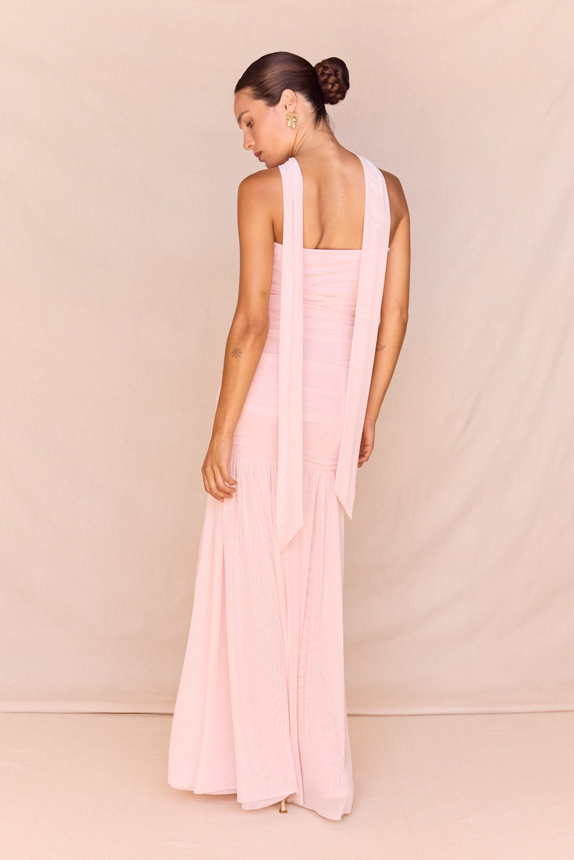 S.Edit Hayley Strapless Mesh Dress | Pale Pink