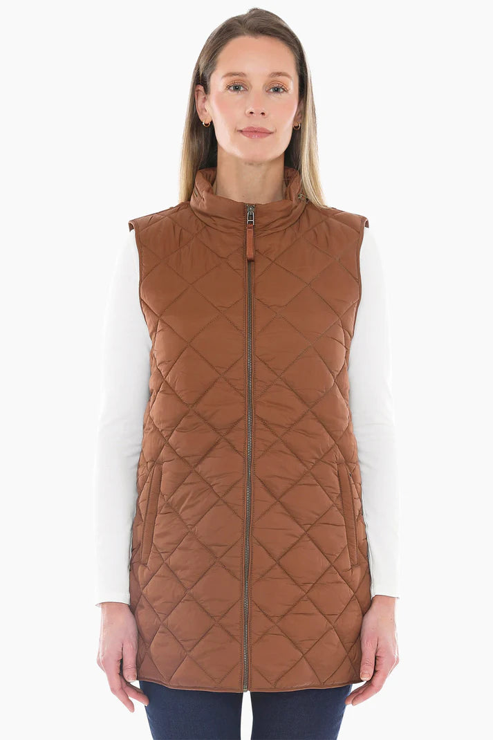 JUMP LONGLINE PUFFER VEST CINNAMON