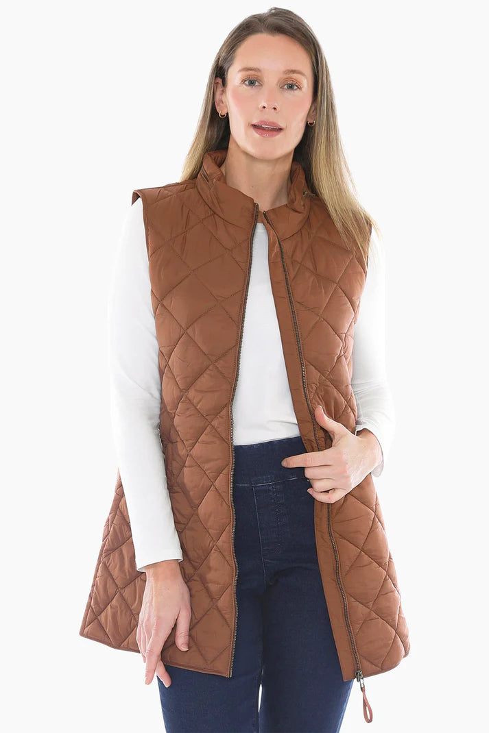JUMP LONGLINE PUFFER VEST CINNAMON