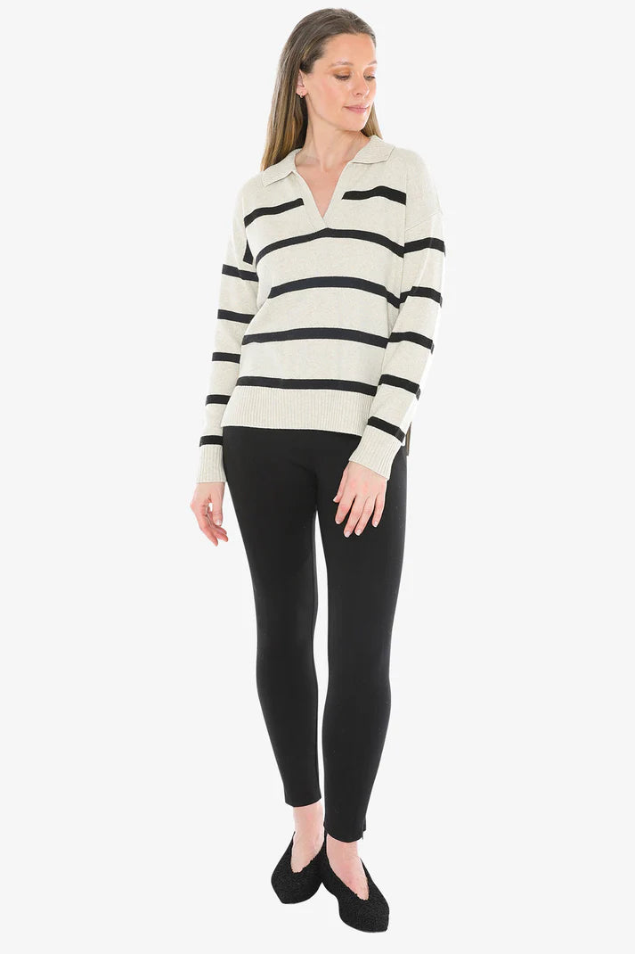JUMP STRIPE COLLAR PULLOVER WISHBONE/BLACK
