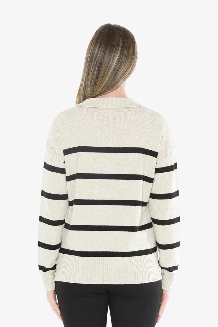 JUMP STRIPE COLLAR PULLOVER WISHBONE/BLACK
