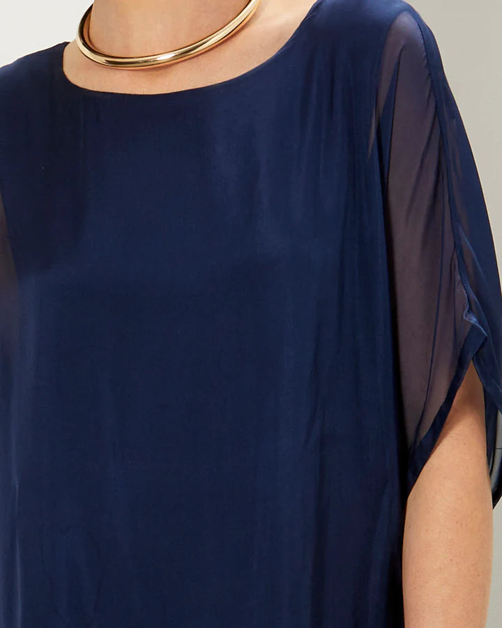 FATE+BECKER SUMMER FEVER SILK DRESS MARINE
