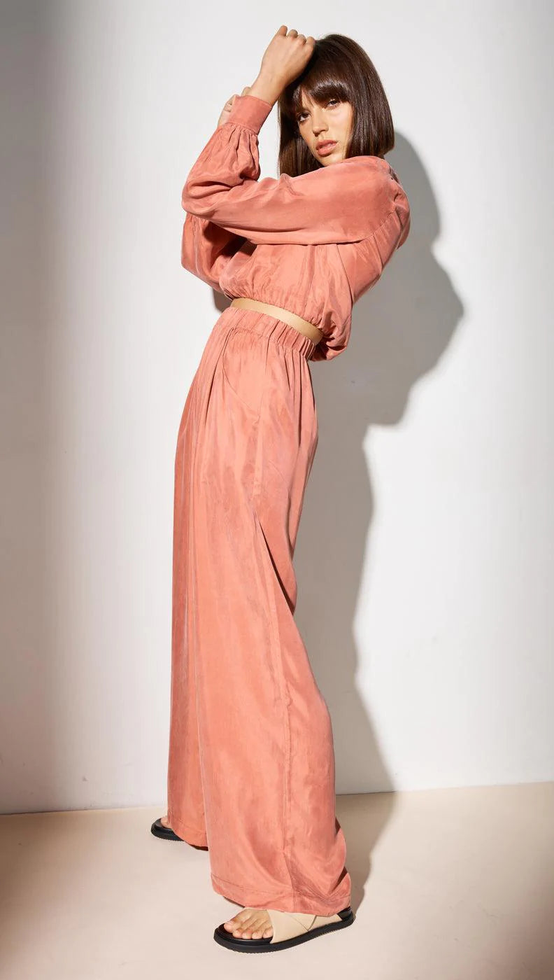 STAPLE THE LABEL ELENA CROP BLOUSE TERRACOTTA