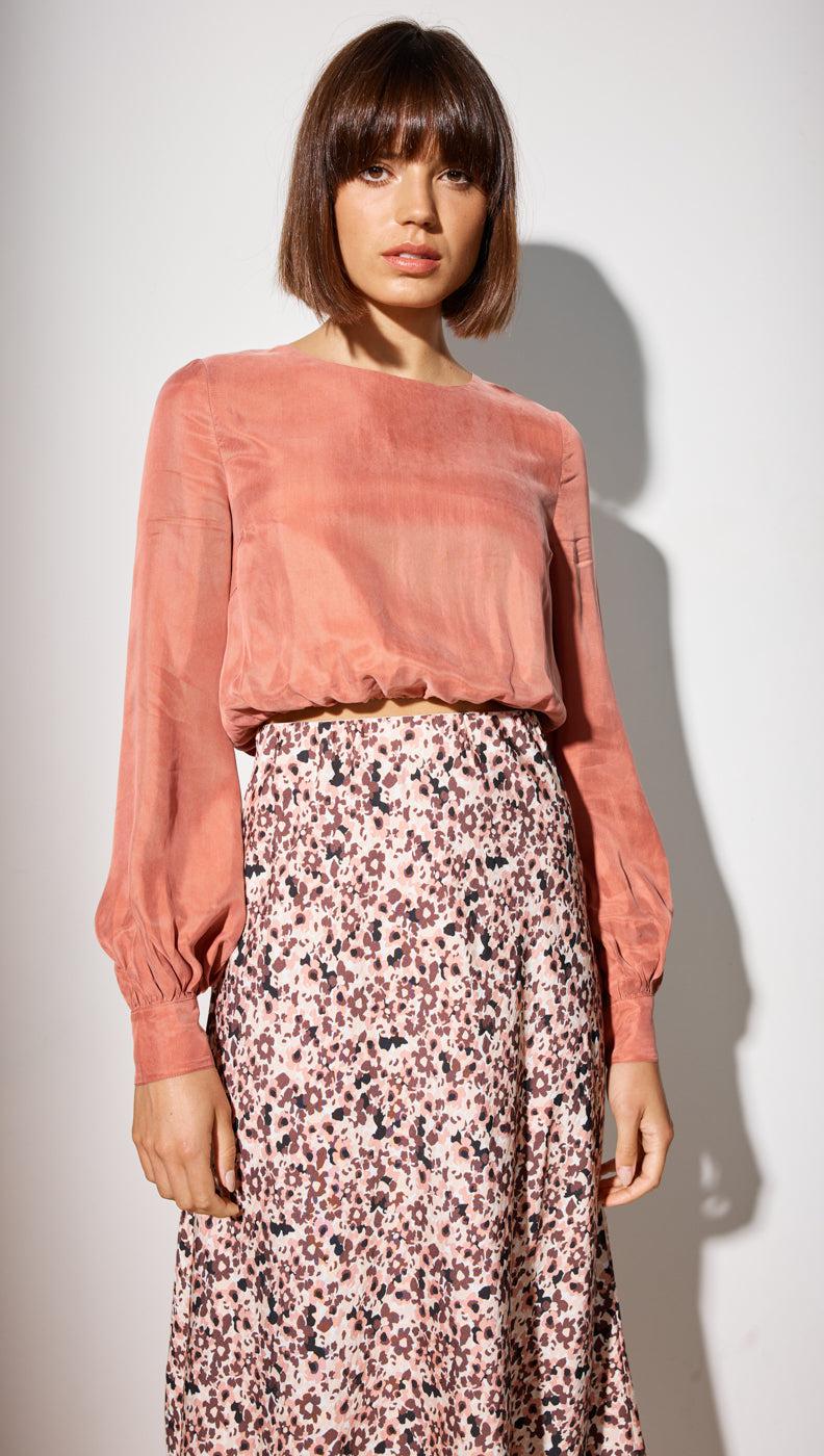STAPLE THE LABEL ELENA CROP BLOUSE TERRACOTTA