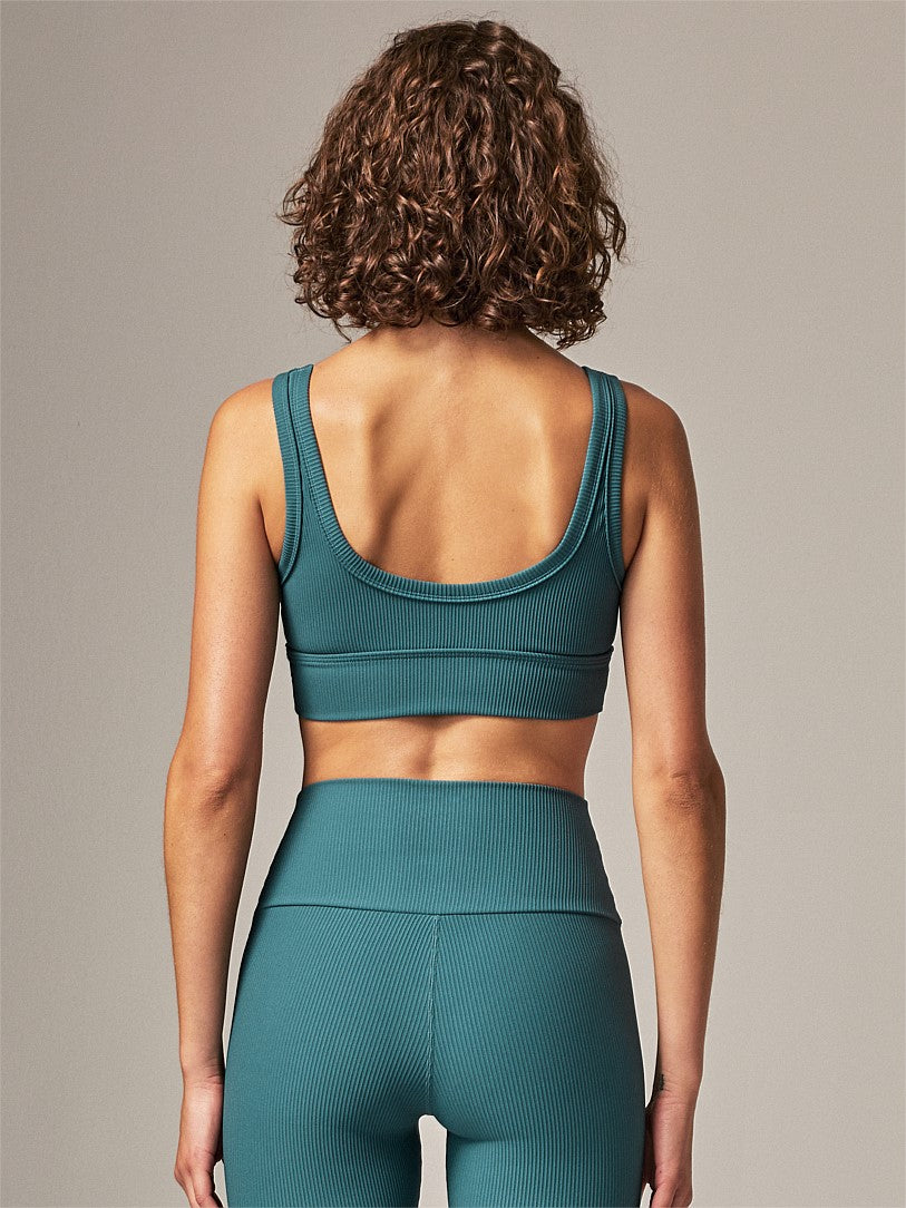 RUNNING BARE SCOOP IT UP RIBBED SPORTS BRA SAGE