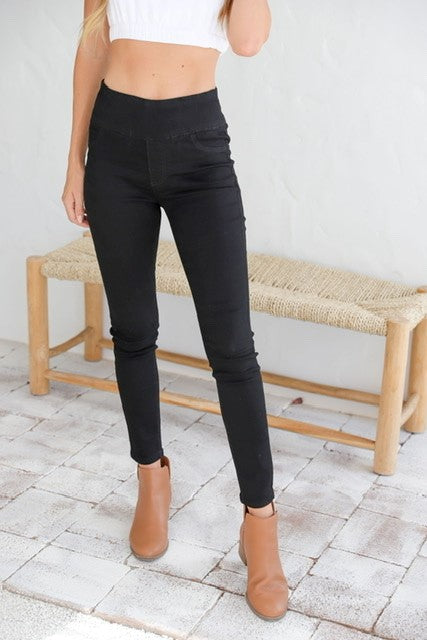 COUNTRY DENIM HIGH WAIST PULL ON GREECE JEANS BLACK