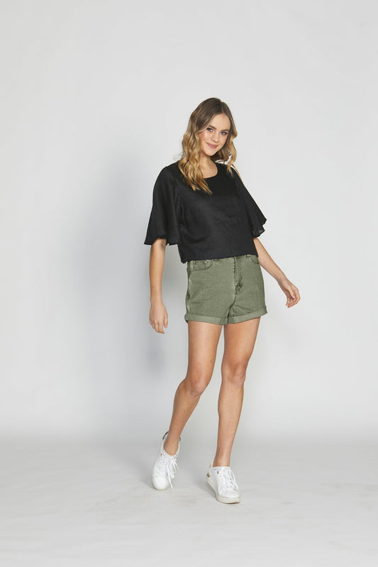 SASS KEIRA DENIM SHORT KHAKI
