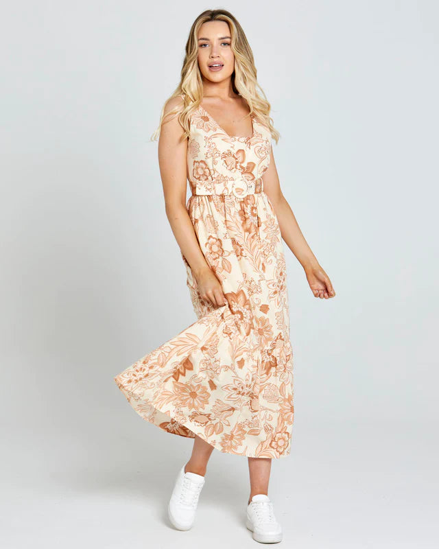 SASS EMELIA SLEEVELESS MIDI DRESS PEACH BLOSSOM