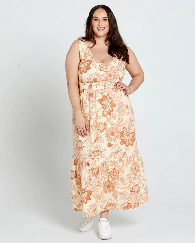 SASS EMELIA SLEEVELESS MIDI DRESS PEACH BLOSSOM