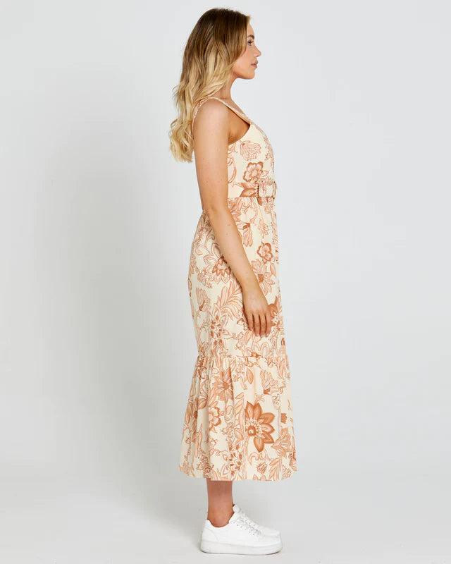 SASS EMELIA SLEEVELESS MIDI DRESS PEACH BLOSSOM