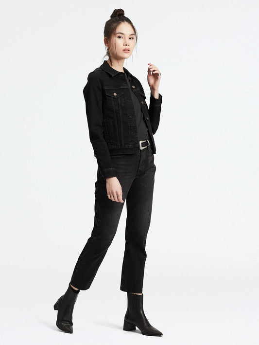 LEVIS 501 CROP JEAN BLACK SPROUT 28 LEG