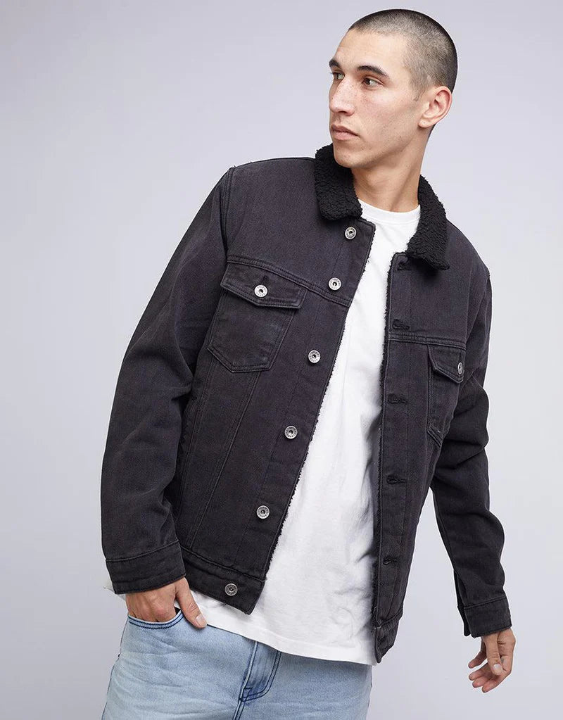SILENT THEORY JEFE SHERPA JACKET WASHED BLACK