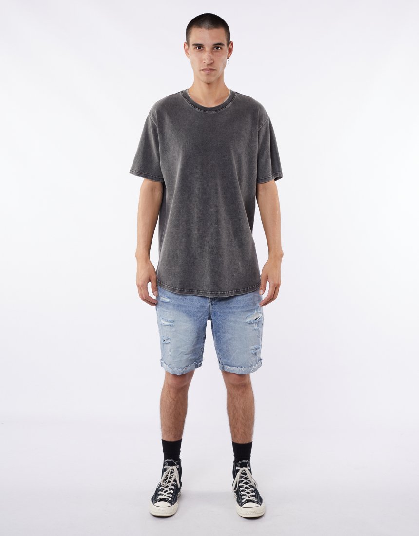 SILENT THEORY ACID PIQUE TEE WASHED BLACK