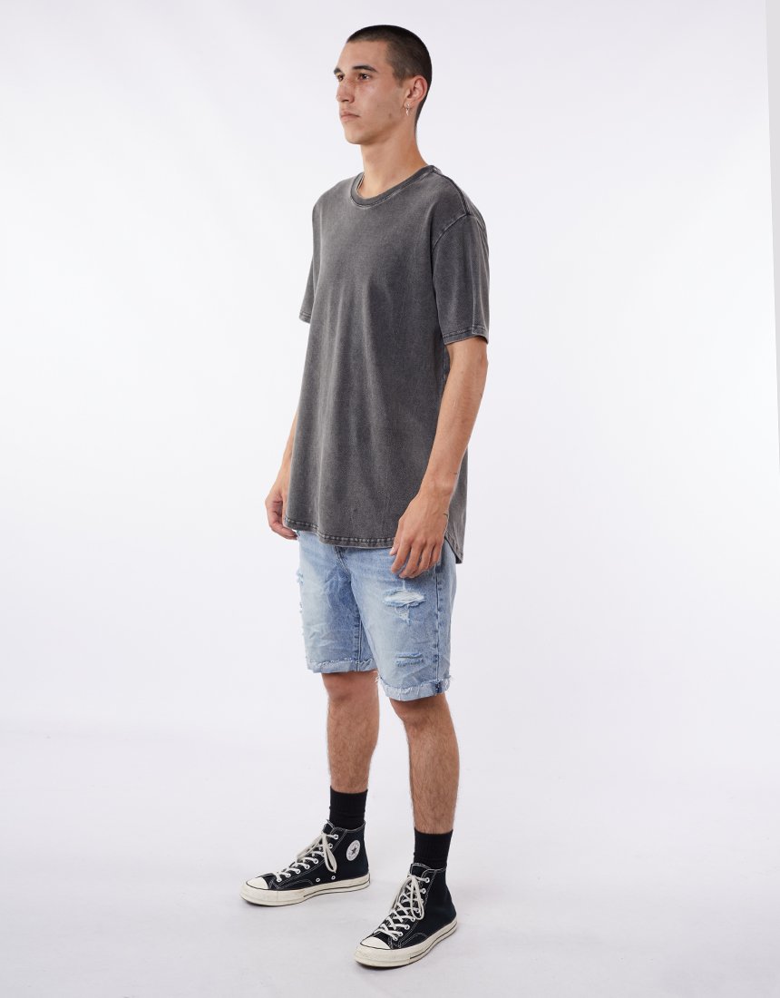 SILENT THEORY ACID PIQUE TEE WASHED BLACK