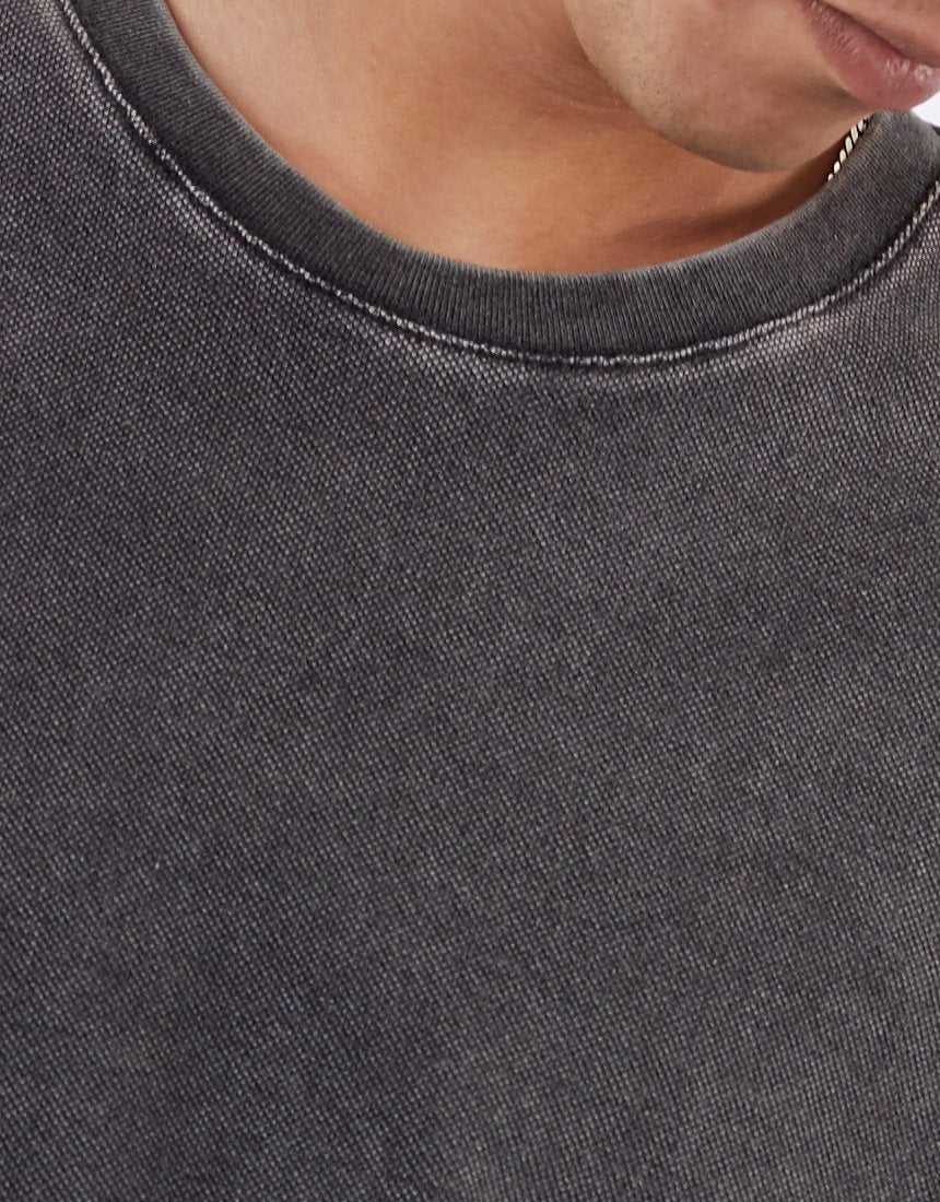 SILENT THEORY ACID PIQUE TEE WASHED BLACK
