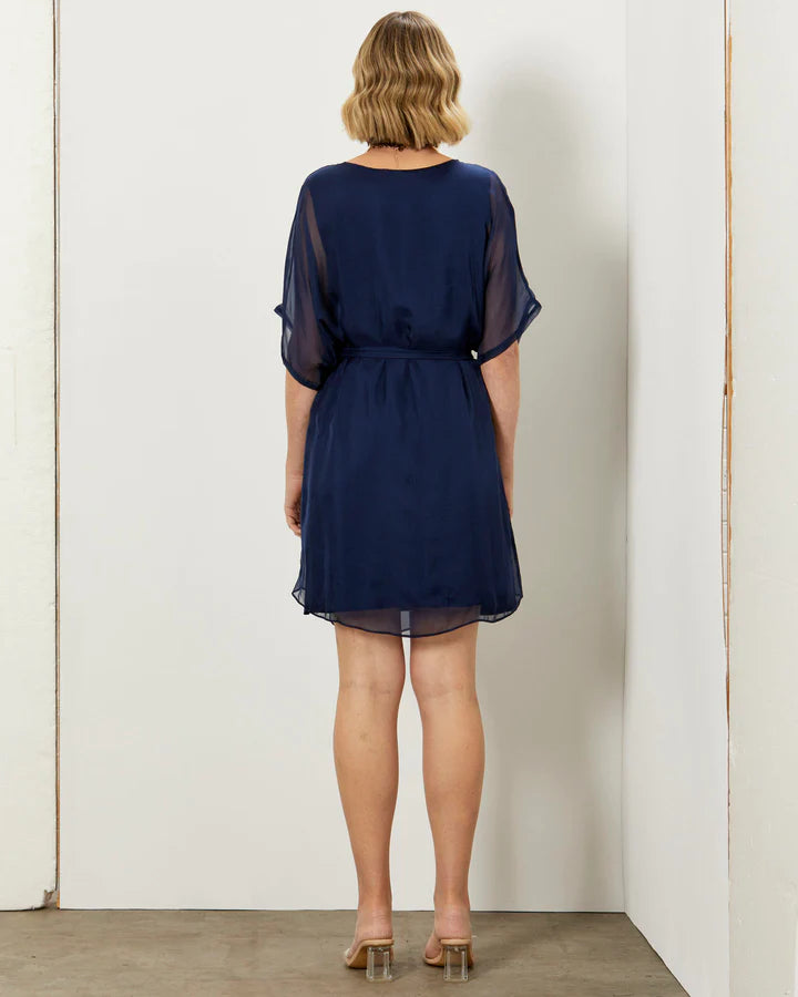 FATE+BECKER SUMMER FEVER SILK DRESS MARINE