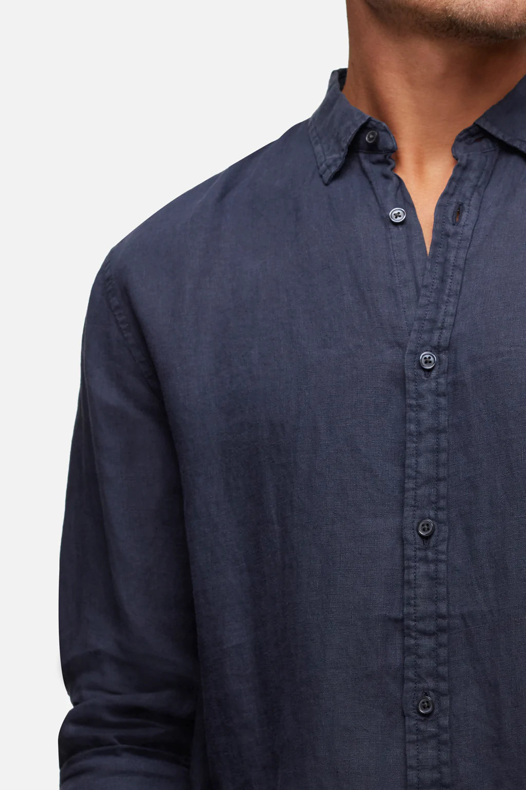 INDUSTRIE TENNYSON LINEN L/S OD NAVY SHIRT