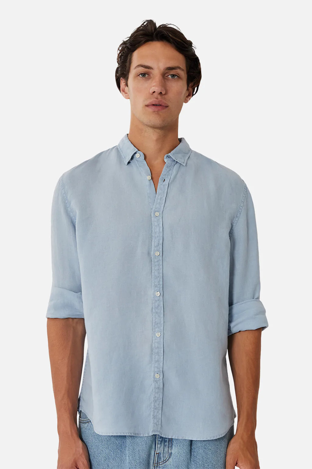 INDUSTRIE TENNYSON LINEN LONG SLEEVE SHIRT FRENCH BLUE