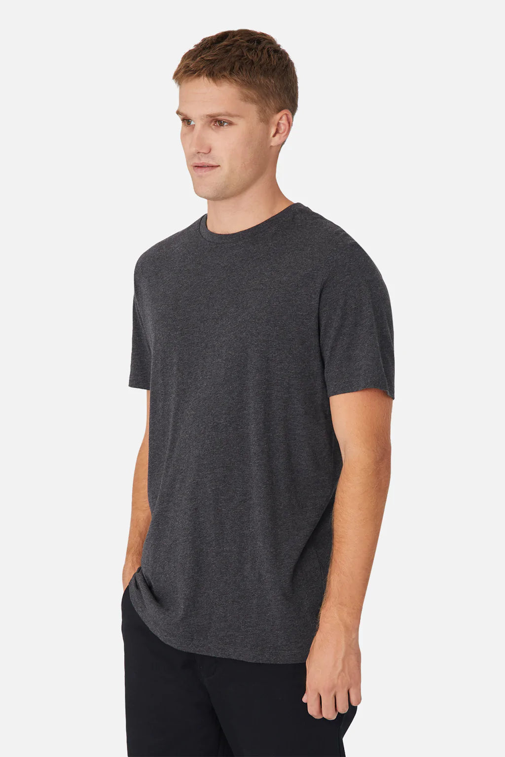 INDUSTRIE THE NEW BASIC CREW TEE CHARCOAL MARLE