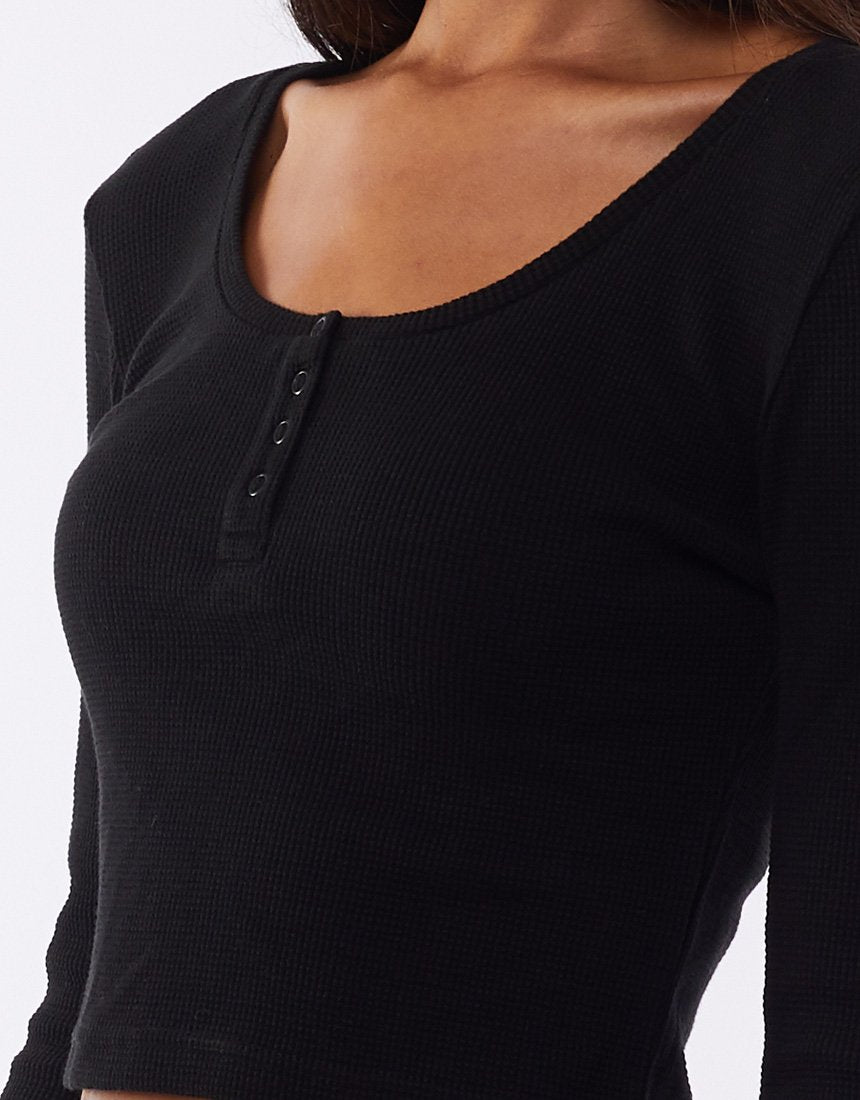 SILENT THEORY IVY WAFFLE TOP BLACK