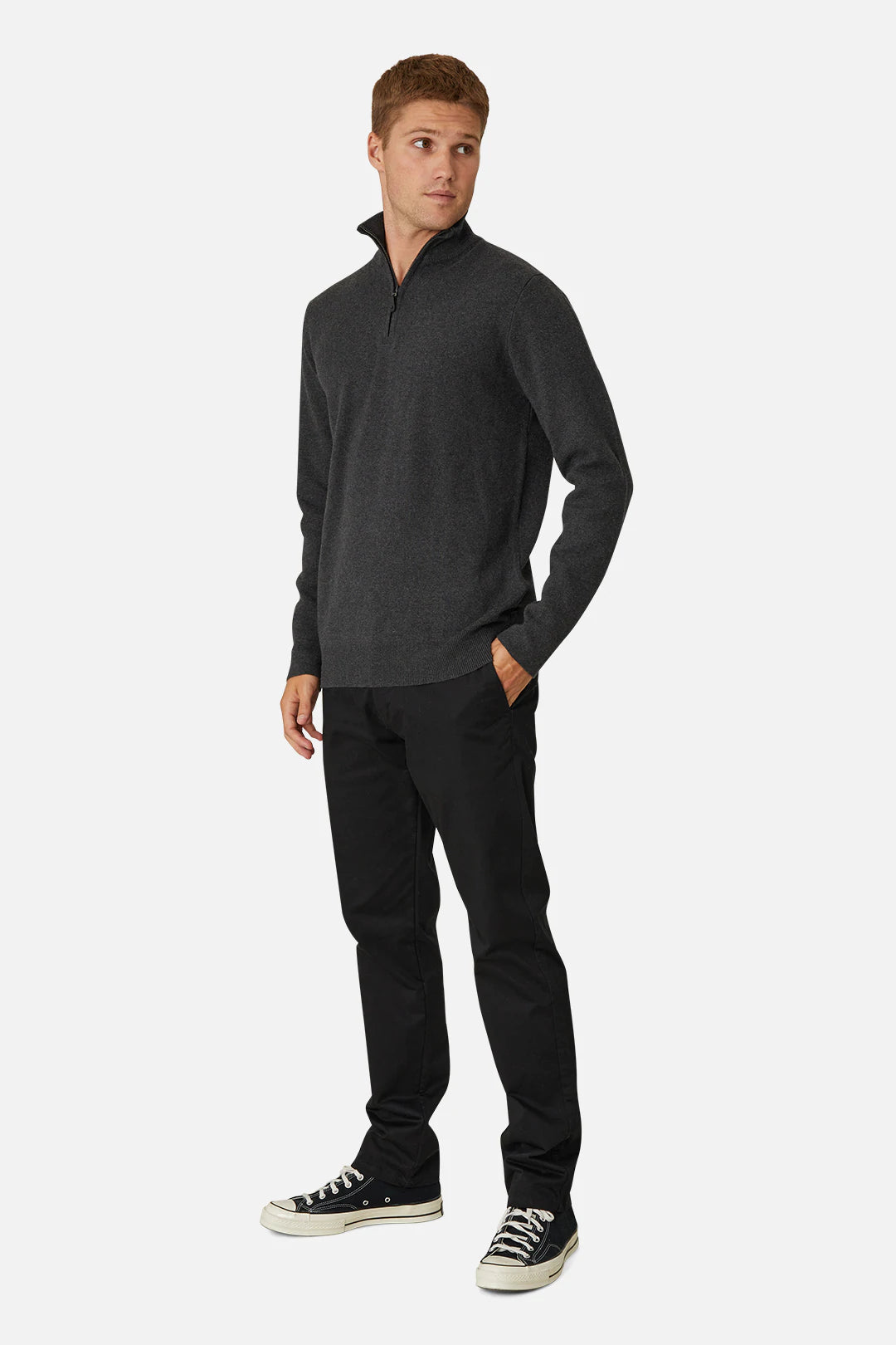 INDUSTRIE LAKEWOOD ZIP NECK CHARCOAL