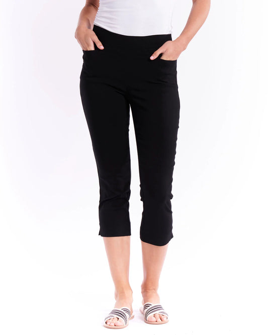 BETTY BASICS CROP BENGALINE PANT BLACK