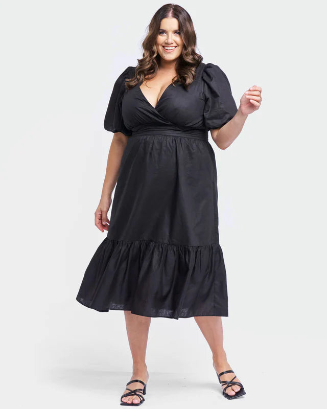 SASS ADRIANA MIDI DRESS BLACK