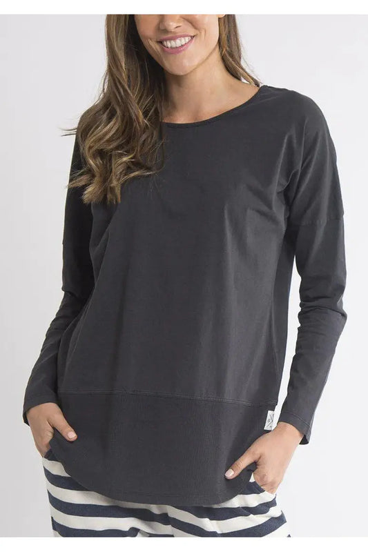 ELM FUNDAMENTAL RIB LONG SLEEVE TEE WASHED BLACK