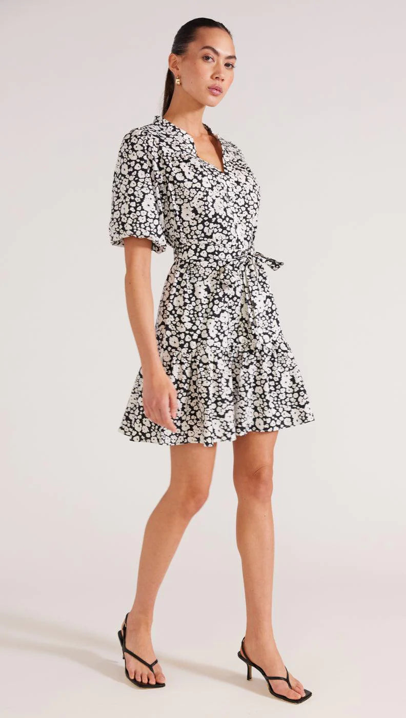 STAPLE THE LABEL KALI MINI DRESS BLACK/WHITE