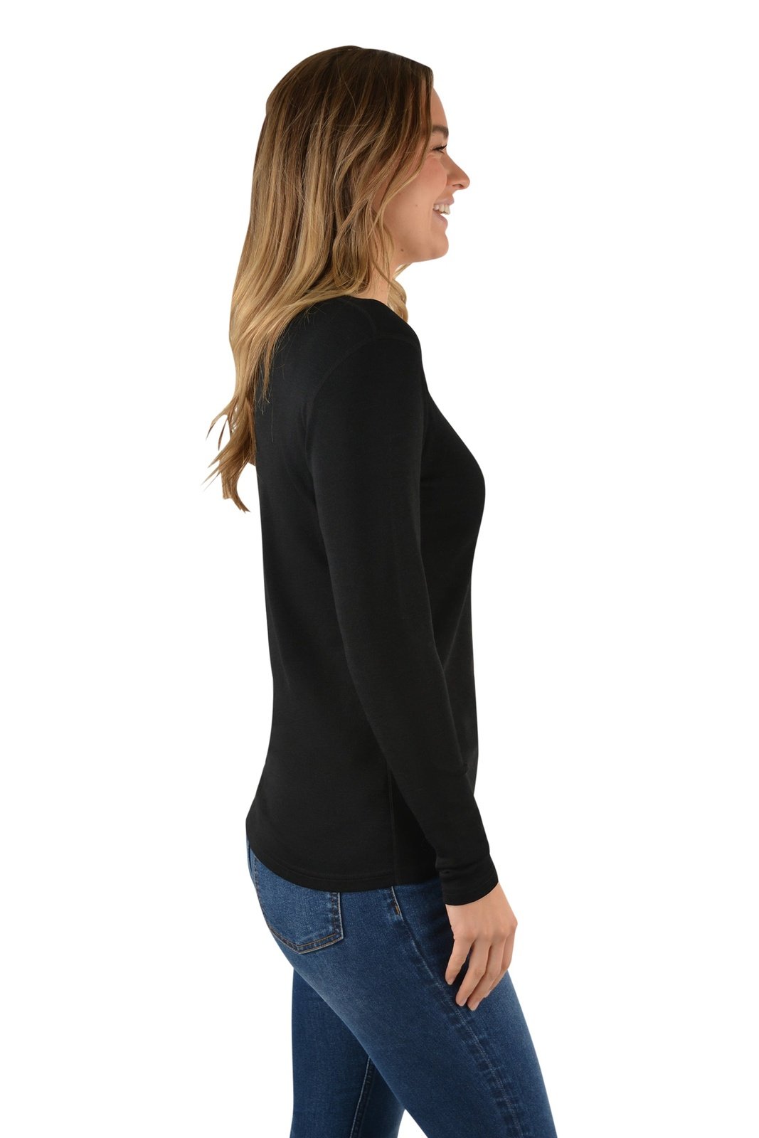 THOMAS COOK MERINO BLEND CREW NECK RIB KNIT BLACK