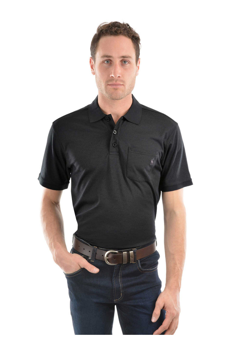 THOMAS COOK MENS BAMBOO POLO DARK CHARCOAL