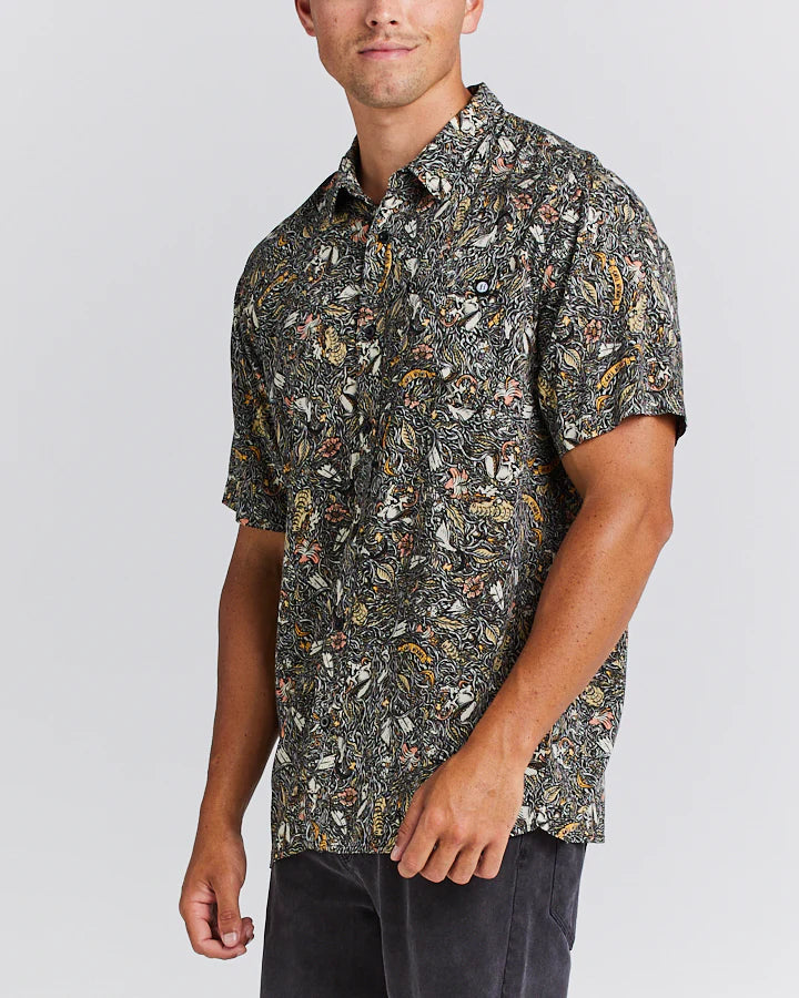 THE MAD HUEYS ITS LIT WOVEN SHIRT CHARCOAL
