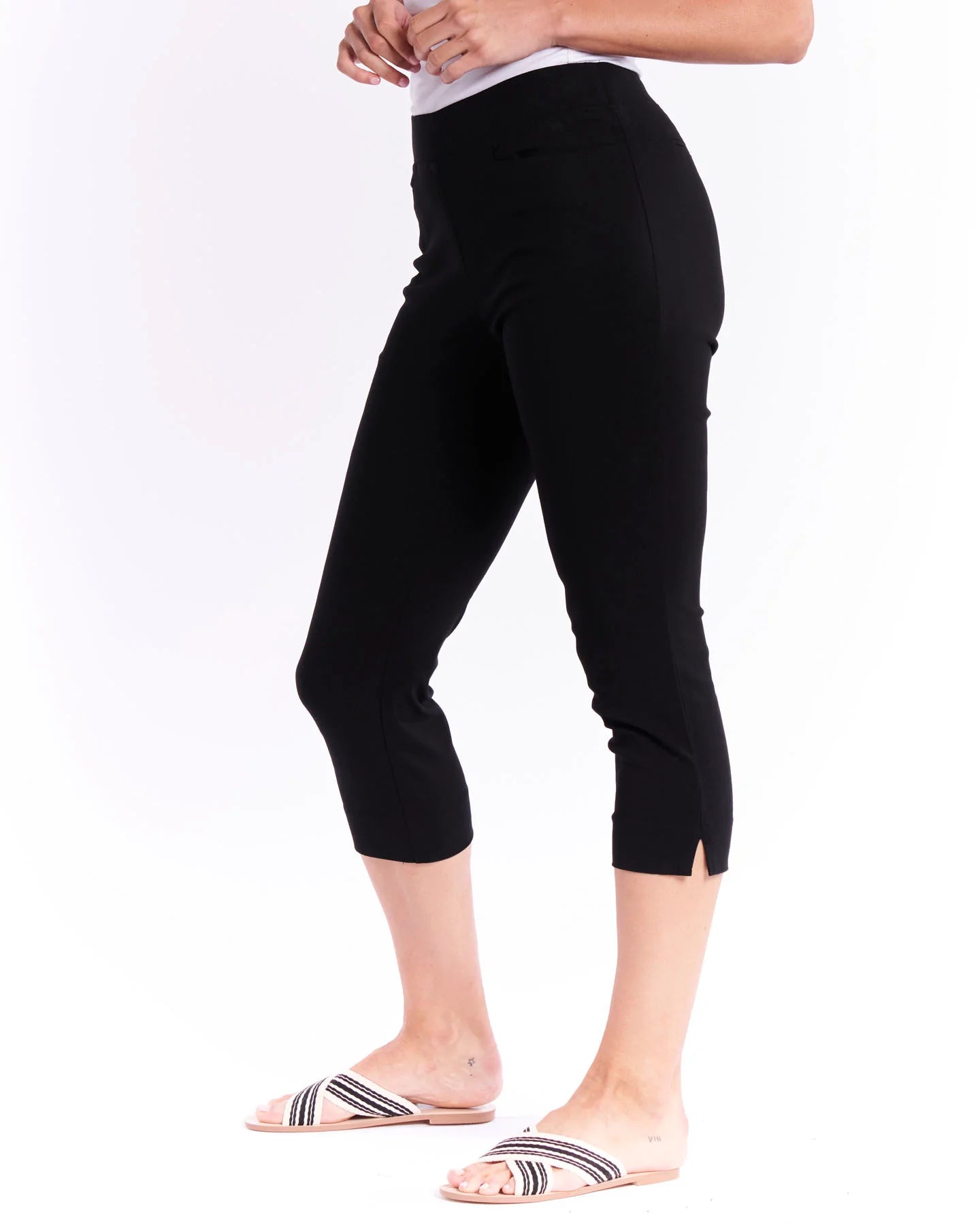 BETTY BASICS CROP BENGALINE PANT BLACK