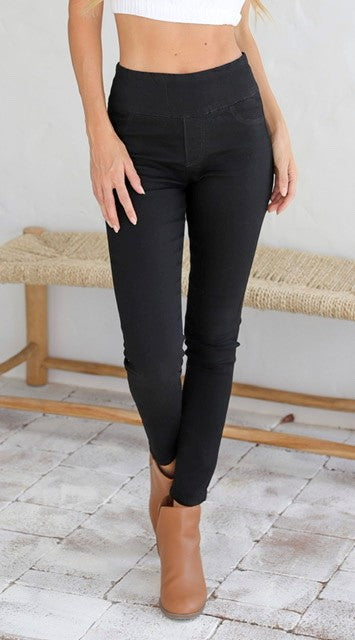 COUNTRY DENIM HIGH WAIST PULL ON GREECE JEANS BLACK