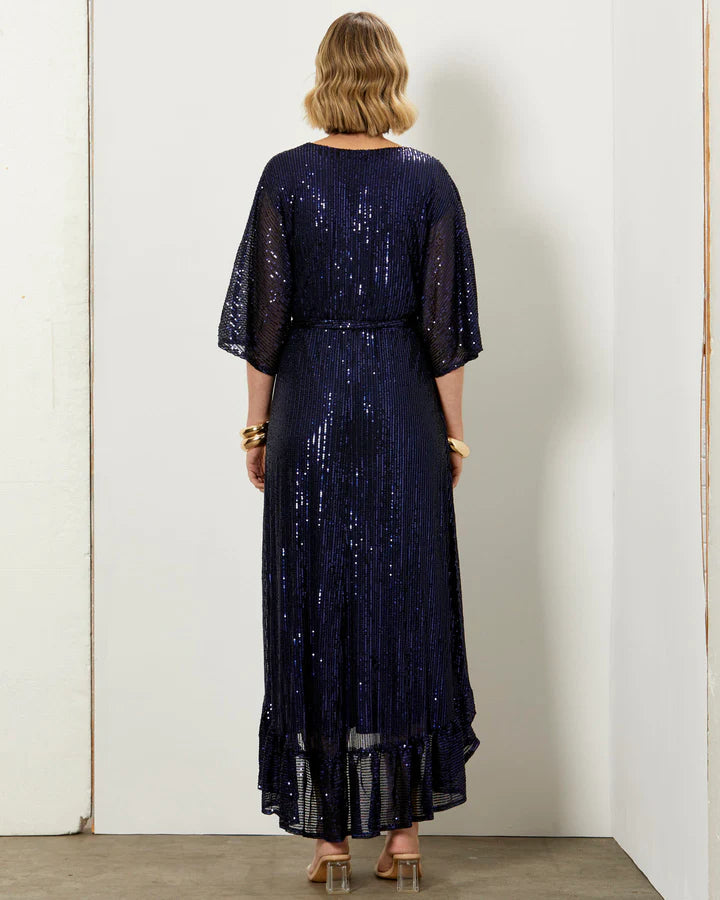 FATE+BECKER NIGHTLIFE SEQUINNED DRESS MARINE