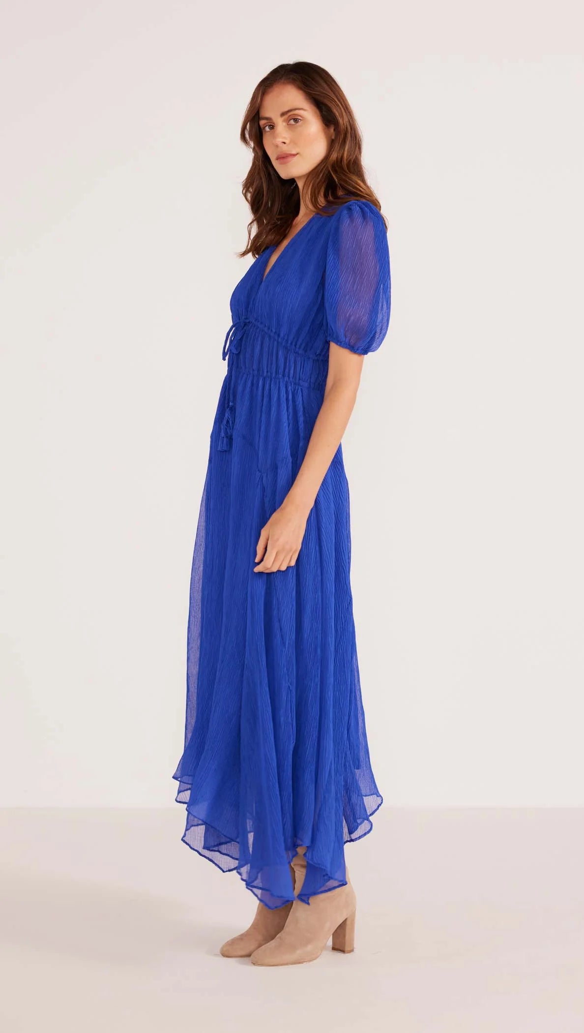 MINK PINK LILY HANKY HEM MIDI DRESS SAPPHIRE