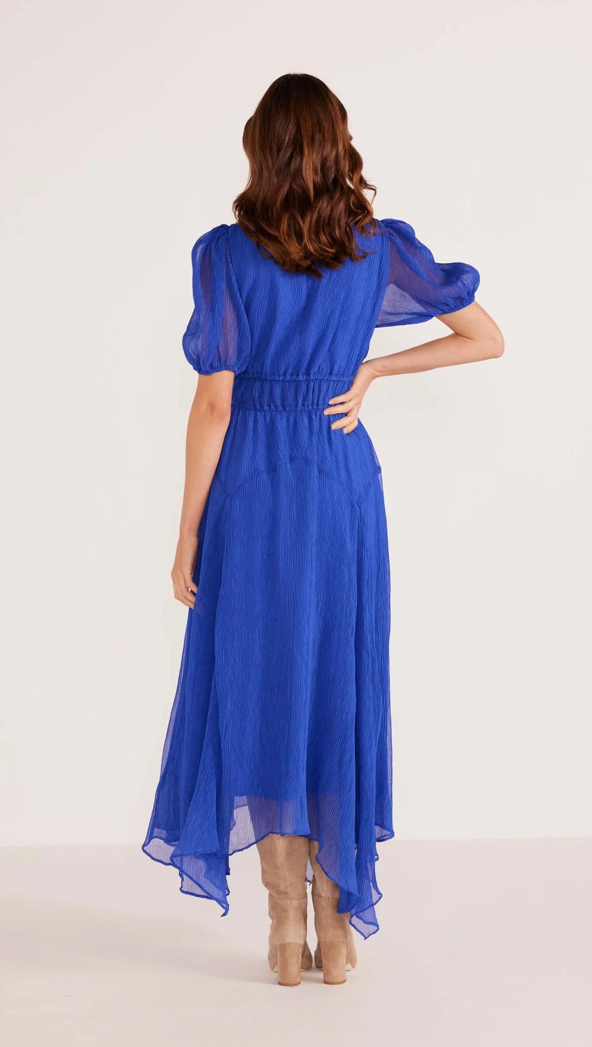 MINK PINK LILY HANKY HEM MIDI DRESS SAPPHIRE