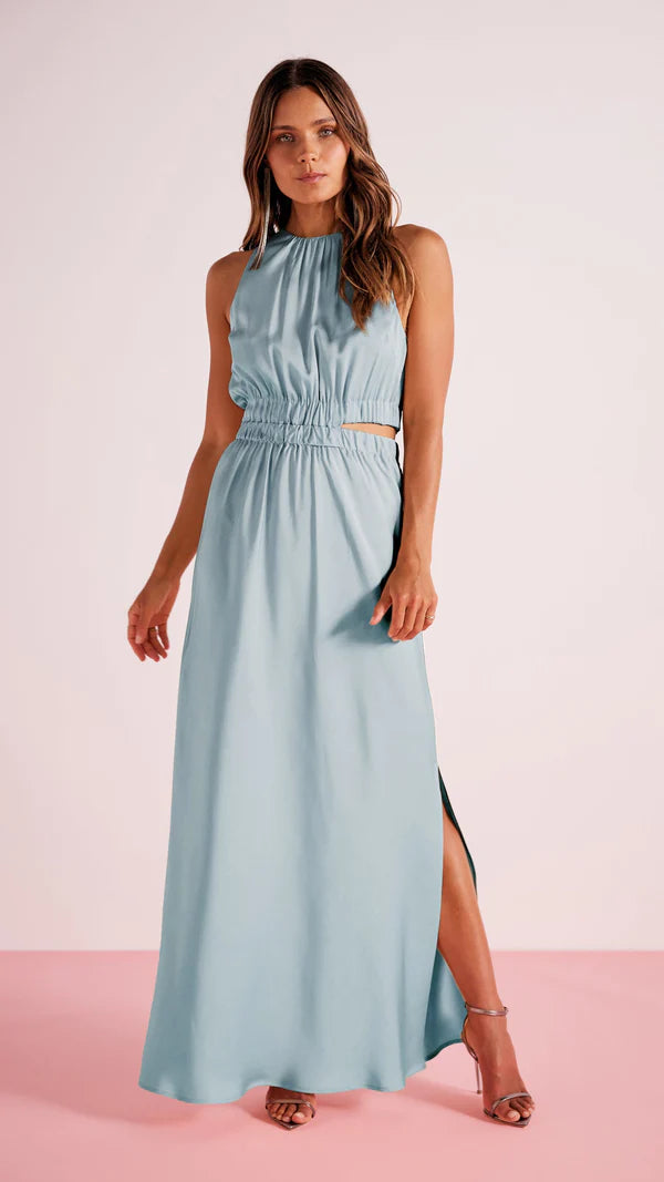 MINK PINK FINLAY CUTOUT GOWN BLUE