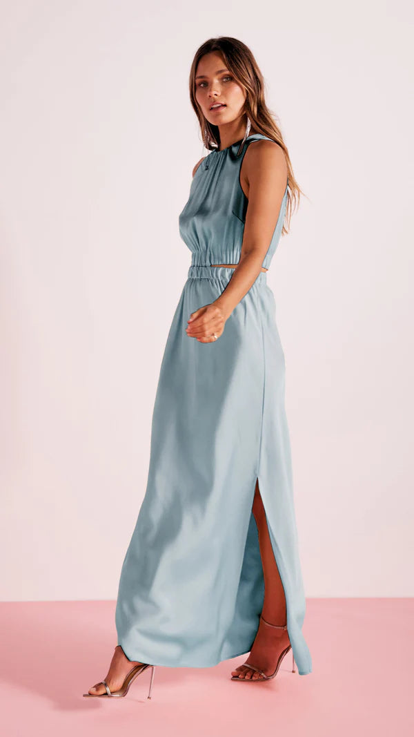 MINK PINK FINLAY CUTOUT GOWN BLUE