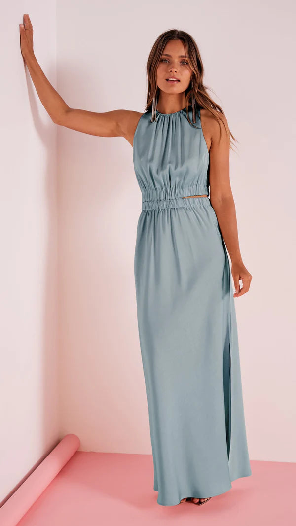 MINK PINK FINLAY CUTOUT GOWN BLUE