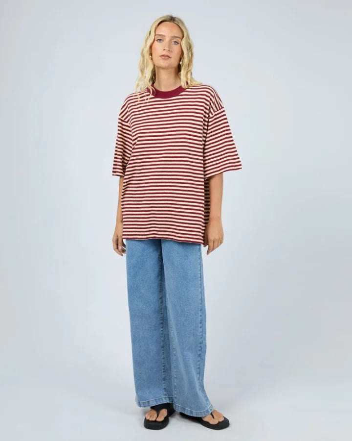 All About Eve Paloma Oversized Stripe Tee Wine