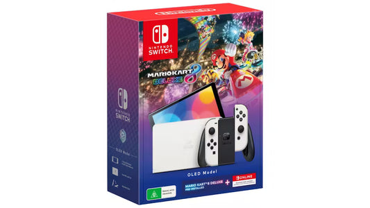 NINTENDO SWITCH CONSOLE OLED MODEL WHITE MARIO KART 8 & 12 MONTHS SWITCH ONLINE BUNDLE