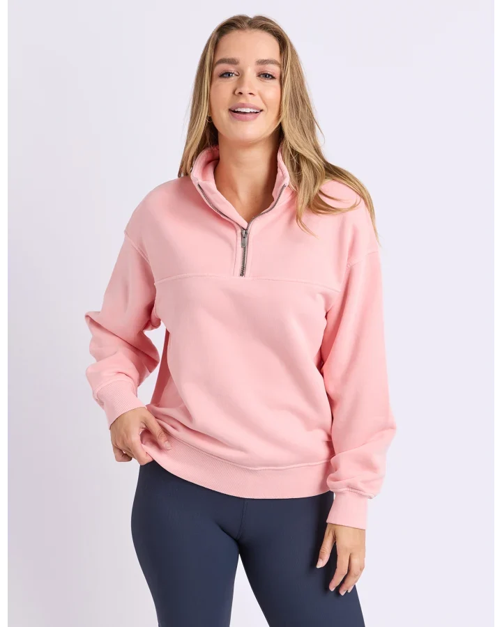 Foxwood College Pigment Zip Crew | Neon Peach