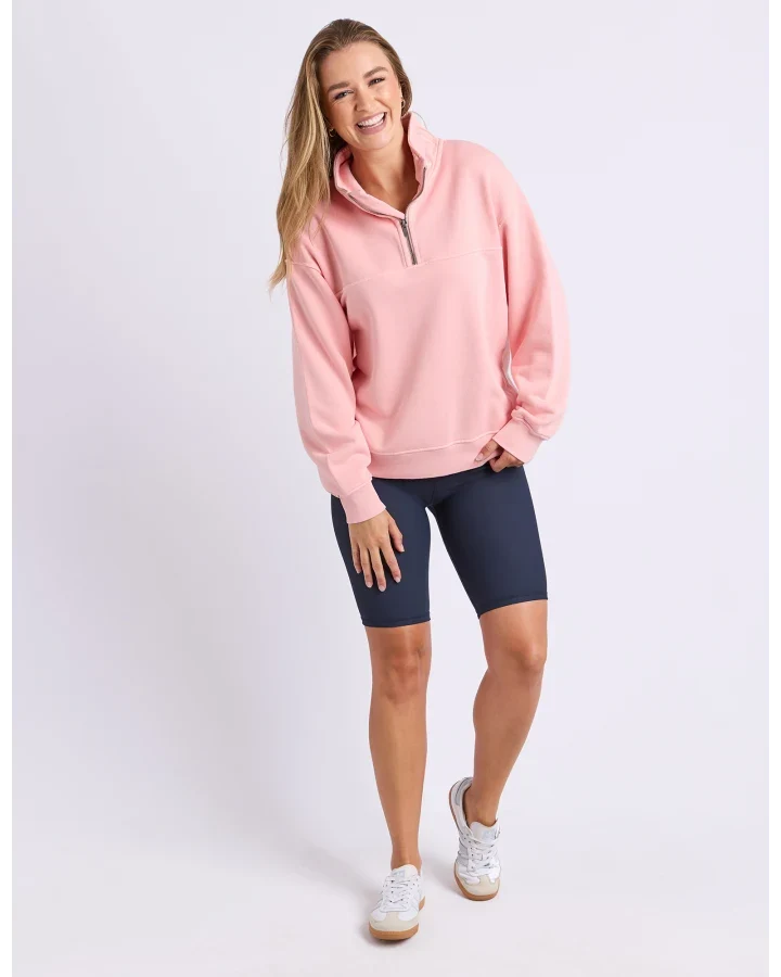 Foxwood College Pigment Zip Crew | Neon Peach