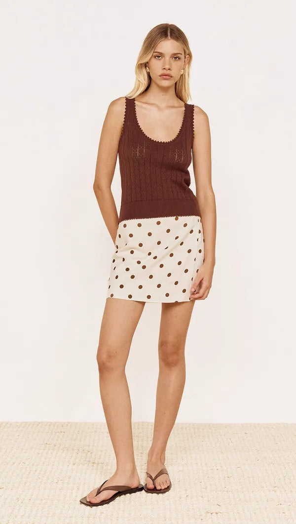Mink Pink Bronte Pointell Knit Tank | Chocolate