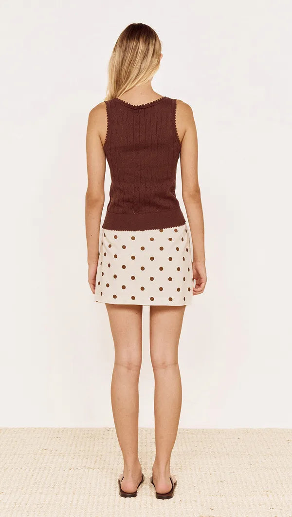 Mink Pink Bronte Pointell Knit Tank | Chocolate