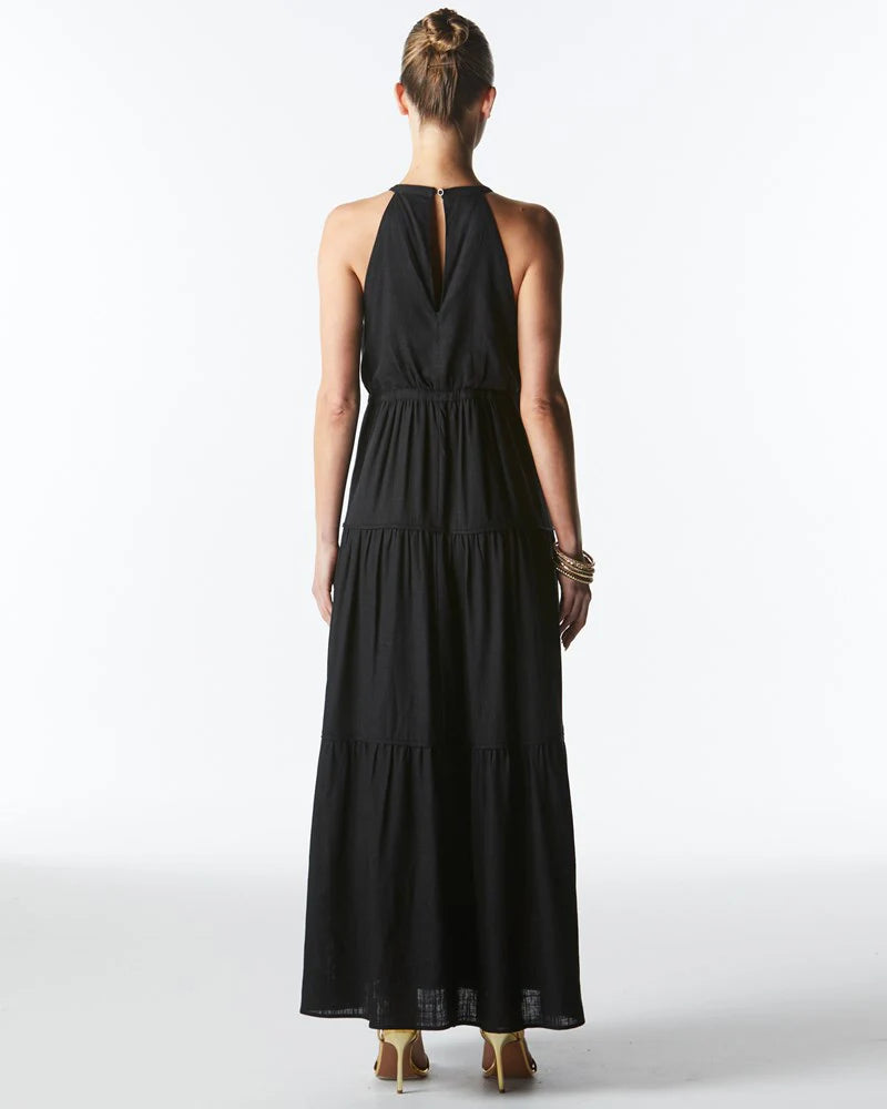 FATE+BECKER MIDSUMMER HALTER MAXI DRESS BLACK