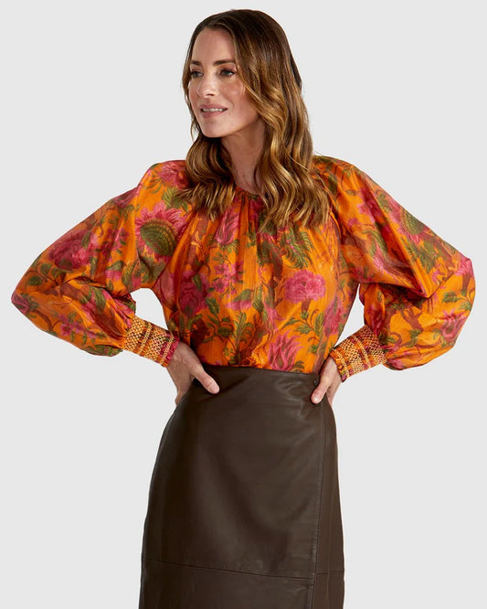 FATE+BECKER PANAMA TOP ORANGE FLORAL