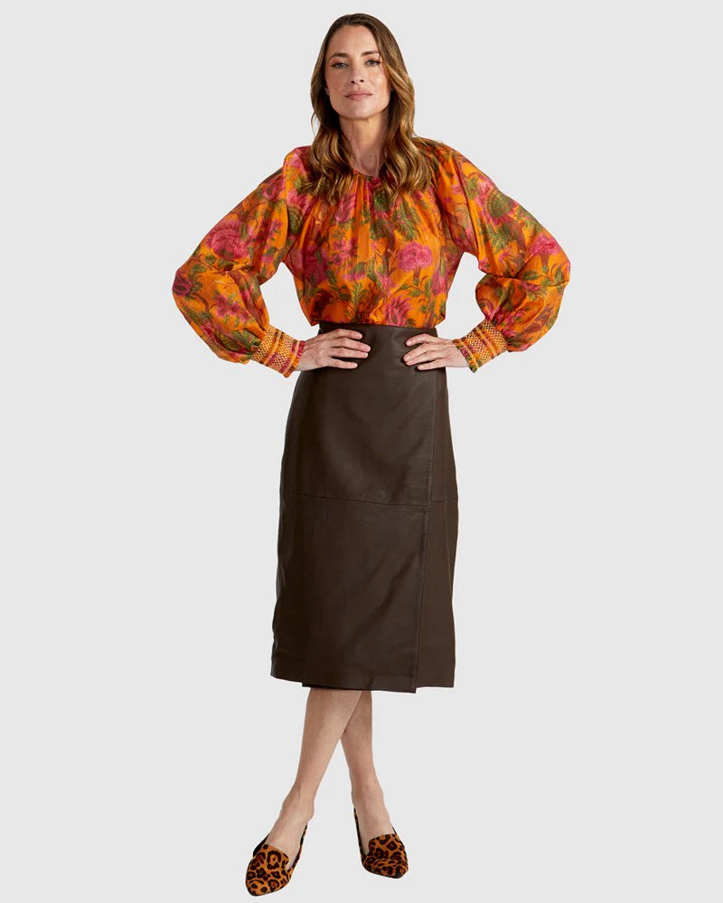FATE+BECKER PANAMA TOP ORANGE FLORAL